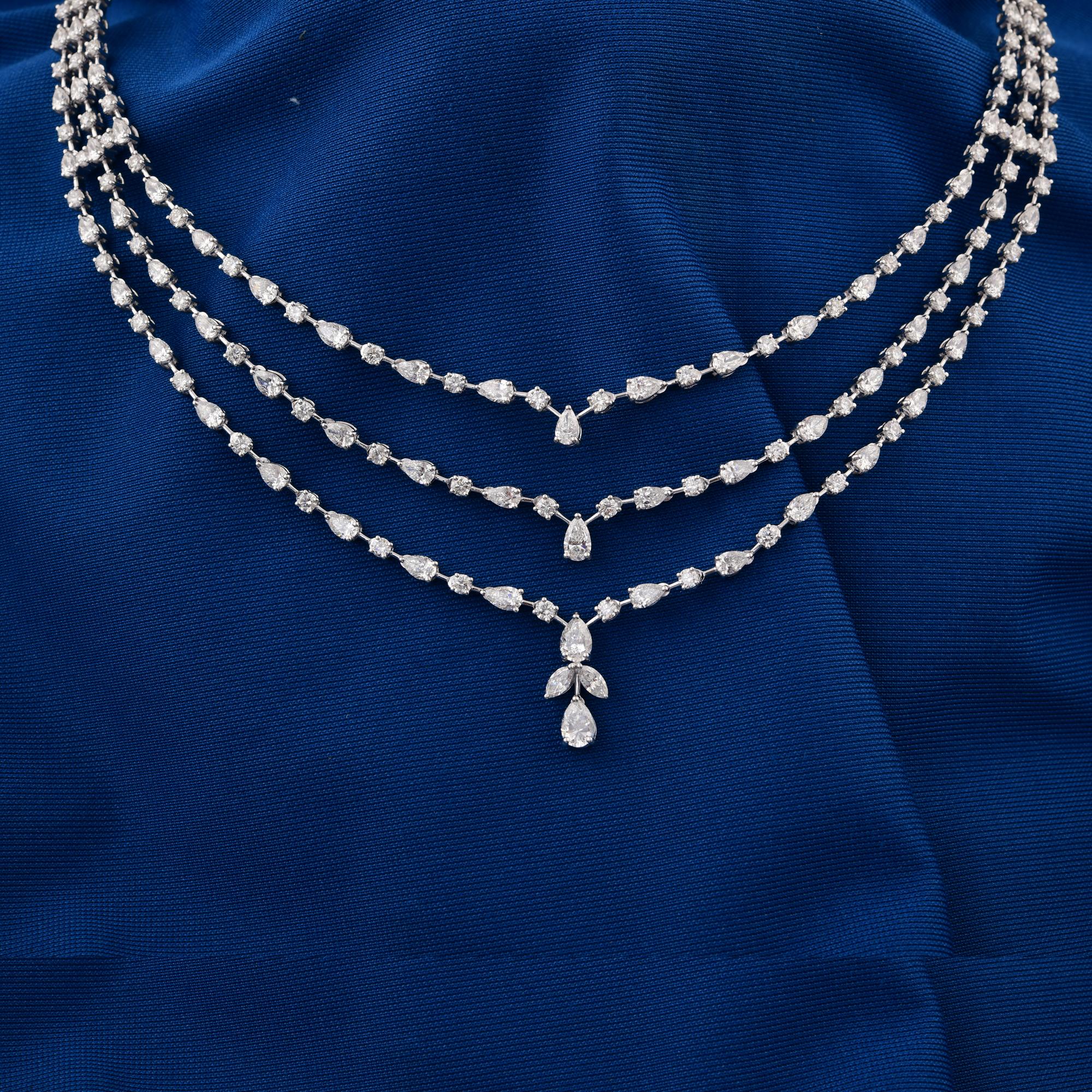 Collier en or blanc 18 carats avec diamants multiformes de 13,04 carats de pureté SI Neuf - En vente à Diera, Dubai