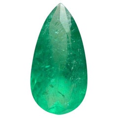 Smeraldo colombiano verde mela da 13,05 carati 23x12 - Gemma di maggio con taglio a pera