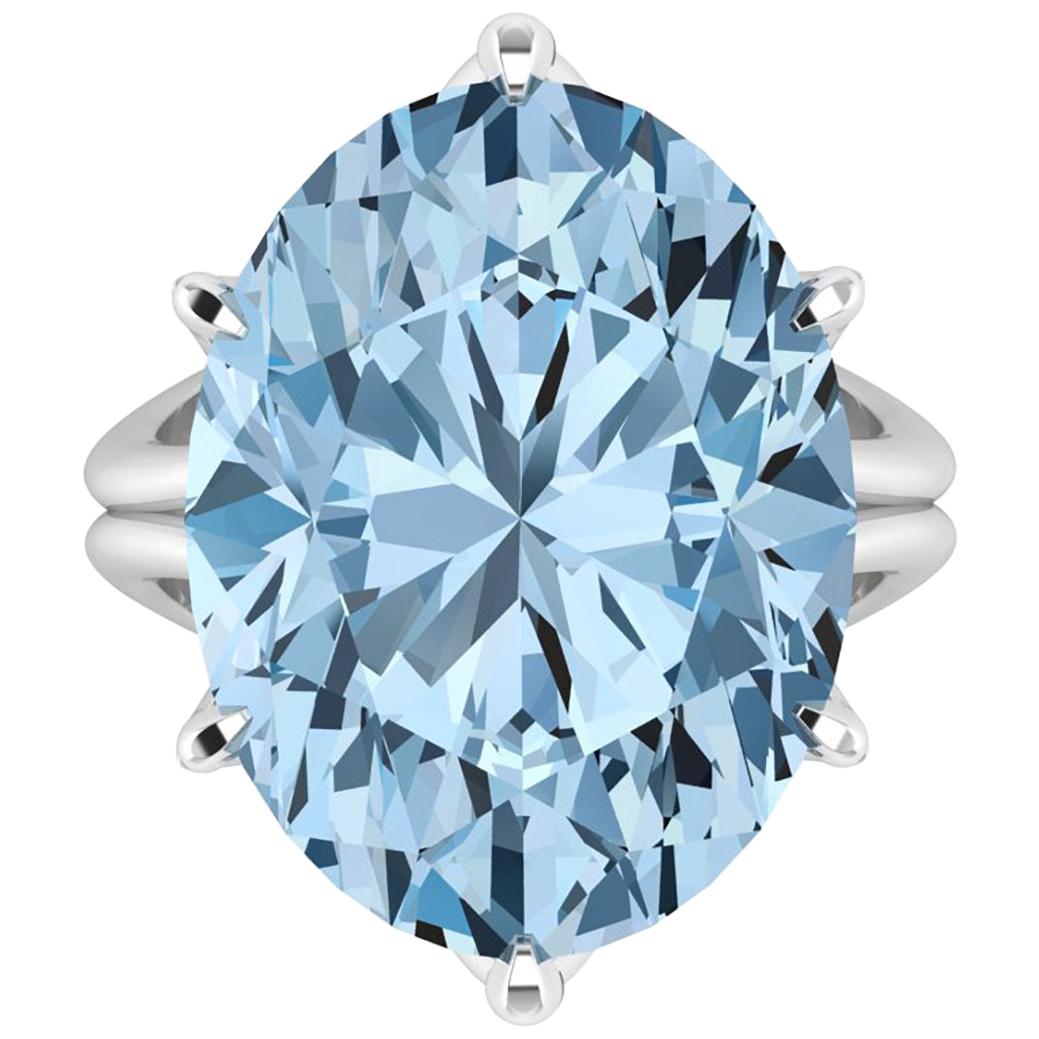 13.05 Carat Oval Aquamarine in 18 Karat White Gold For Sale