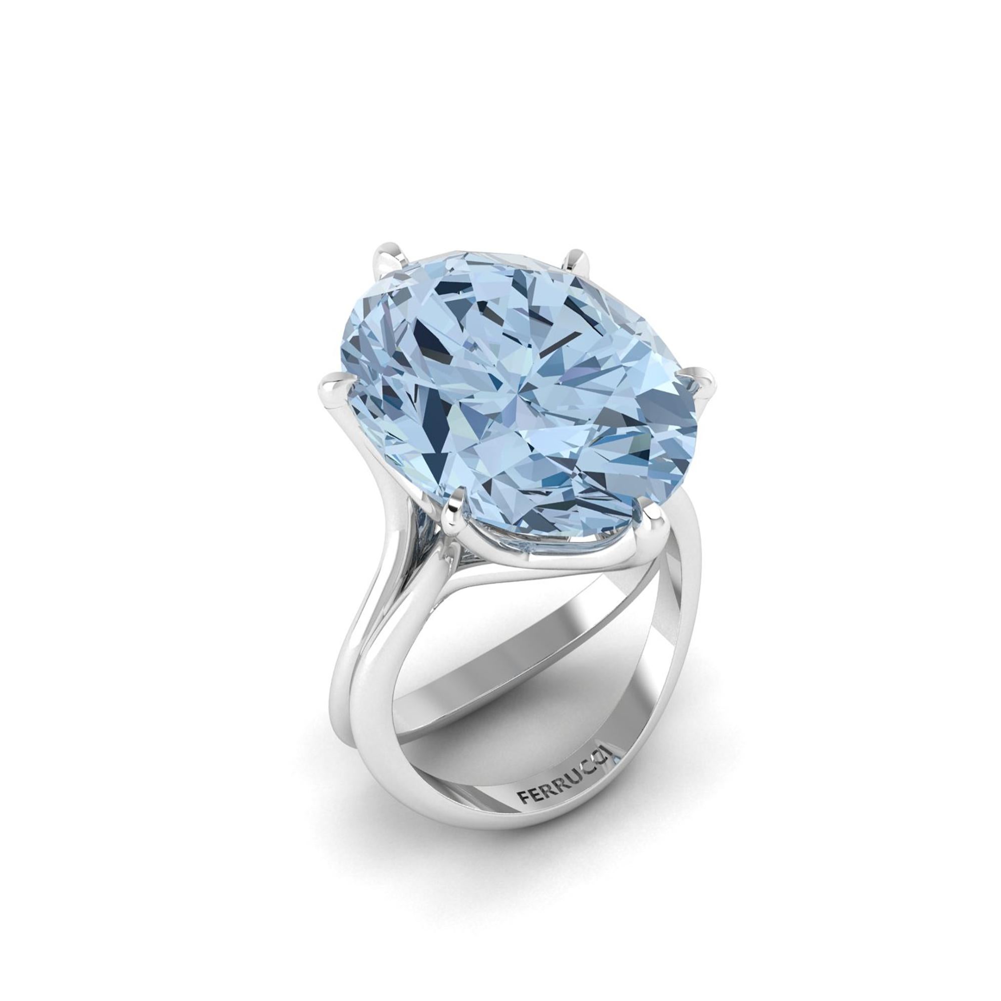 13.05 Carat Oval Aquamarine in 18 Karat White Gold In New Condition For Sale In New York, NY