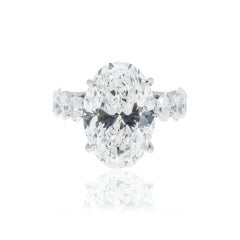 13.06 Carat Oval Diamond Ring Brilliant White 18K White Gold Iconic Presence