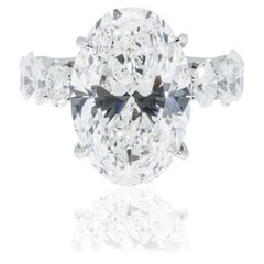 13.06 Carat Oval Diamond Ring Brilliant White 18K White Gold Iconic Presence