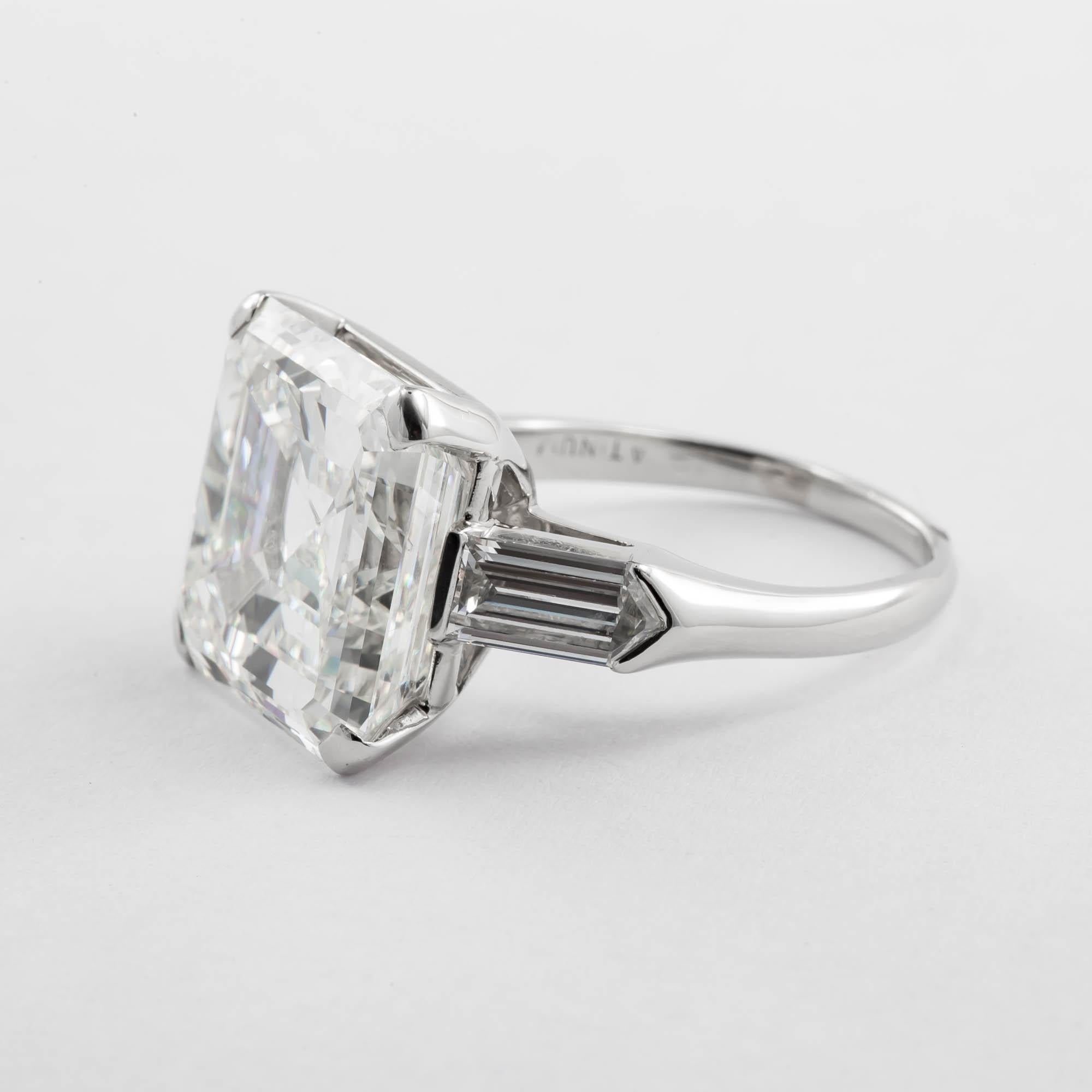 Modern 13.07 Carat GIA Square Cut Emerald Diamond Ring For Sale