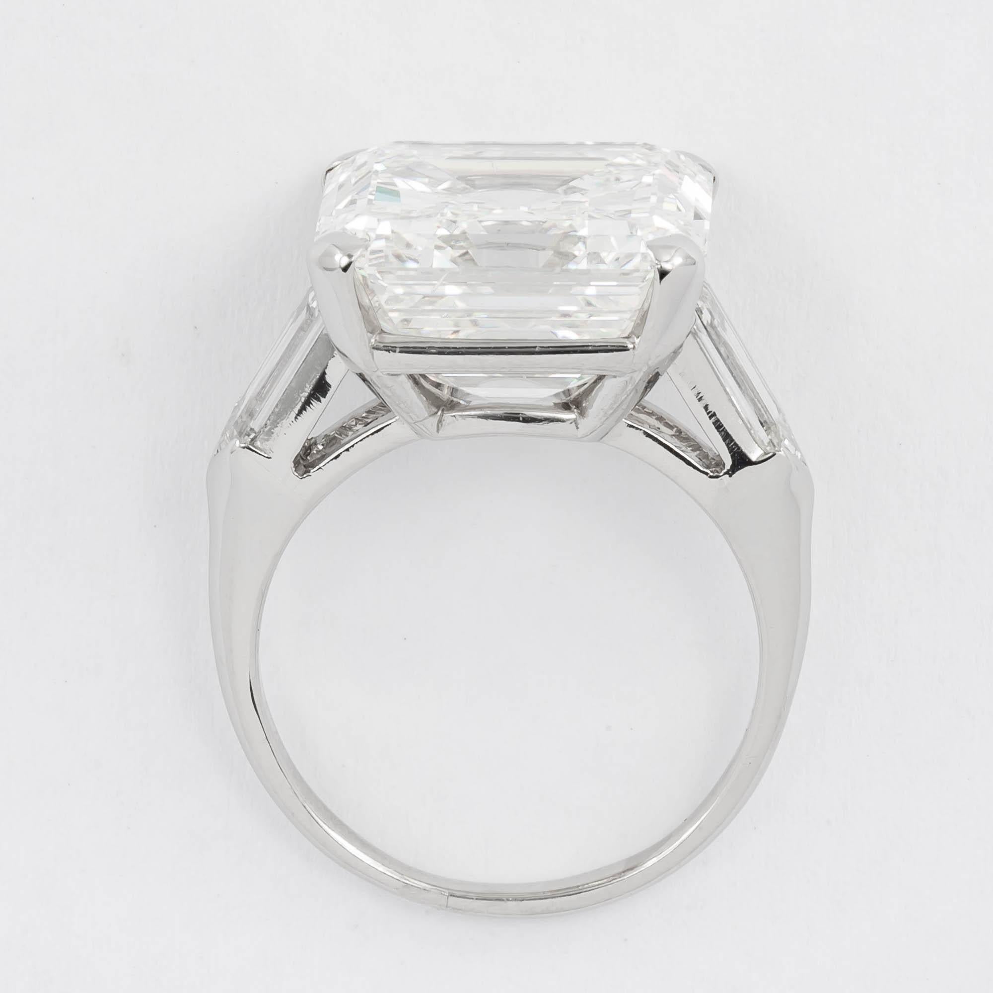 Emerald Cut 13.07 Carat GIA Square Cut Emerald Diamond Ring For Sale
