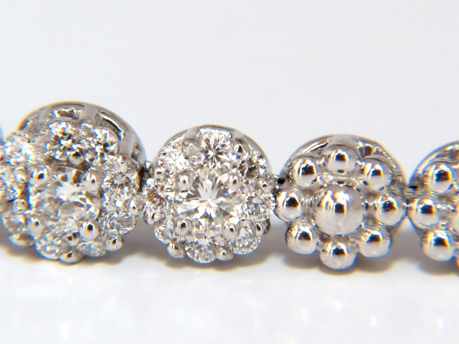 Women's or Men's 13.08 Carat Natural Diamonds Bracelet and Necklace Cluster Halo Matching Set