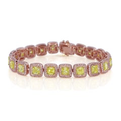 13.08 Carats Yellow Diamond Rose Gold Bracelet