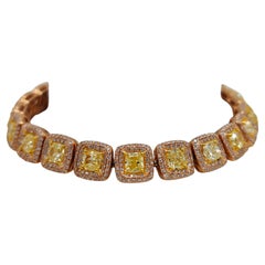Pulsera de oro rosa con diamantes amarillos de 13,08 quilates