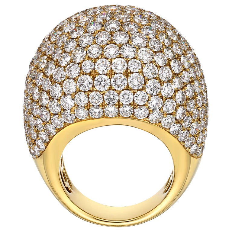 13.09 Carat Diamond Ring, Diamond Ball Ring, 18k Gold Diamond Ring