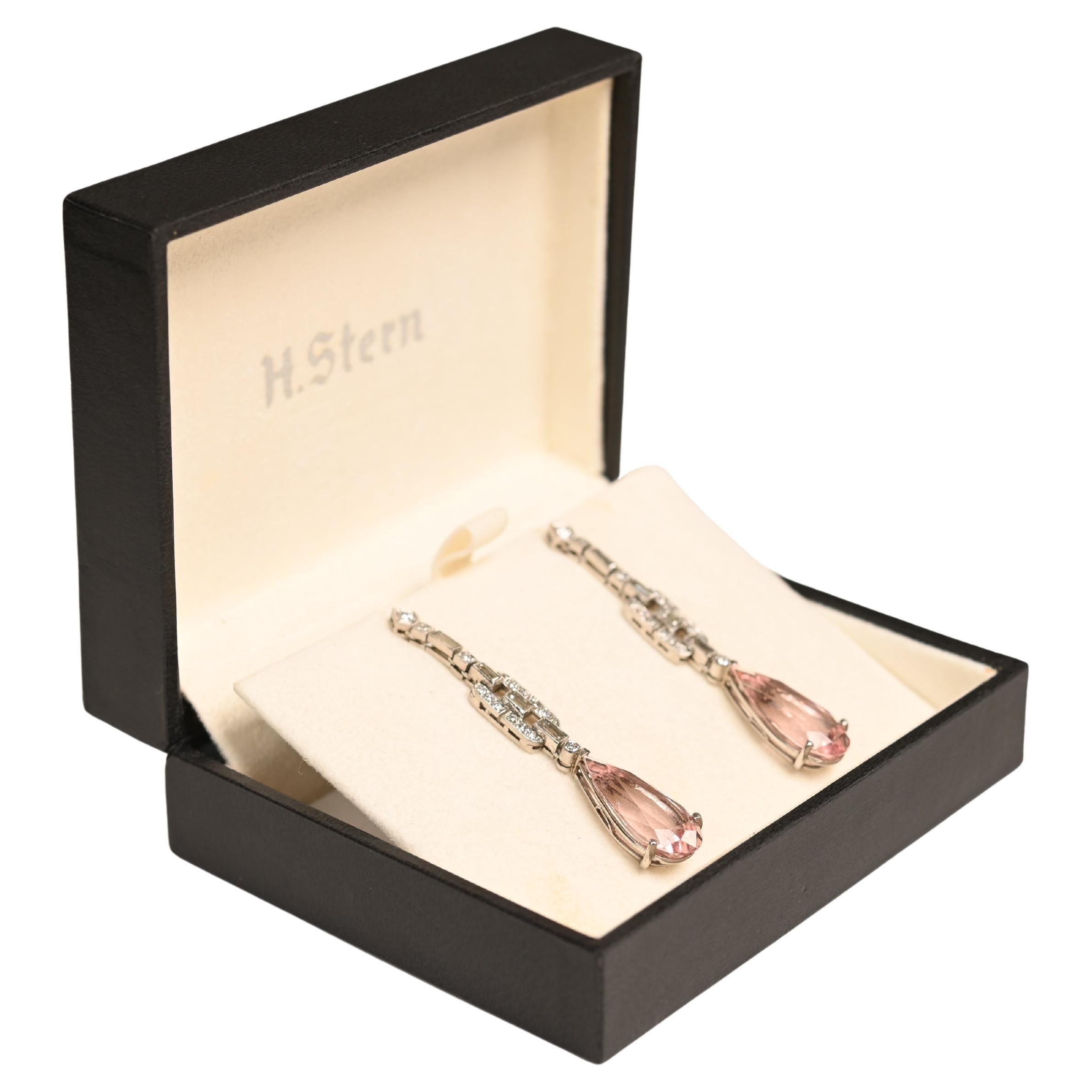 Boucles d'oreilles en platine avec Morganite rose naturelle taillée en forme de poire (environ 13,00 carats) en vente