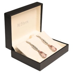 Boucles d'oreilles en platine avec Morganite rose naturelle taillée en forme de poire (environ 13,00 carats)