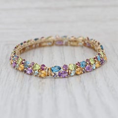 13,09ctw Edelstein-Tennis-Armband 14k Gold 8" Tansanit Topas Amethyst Peridot