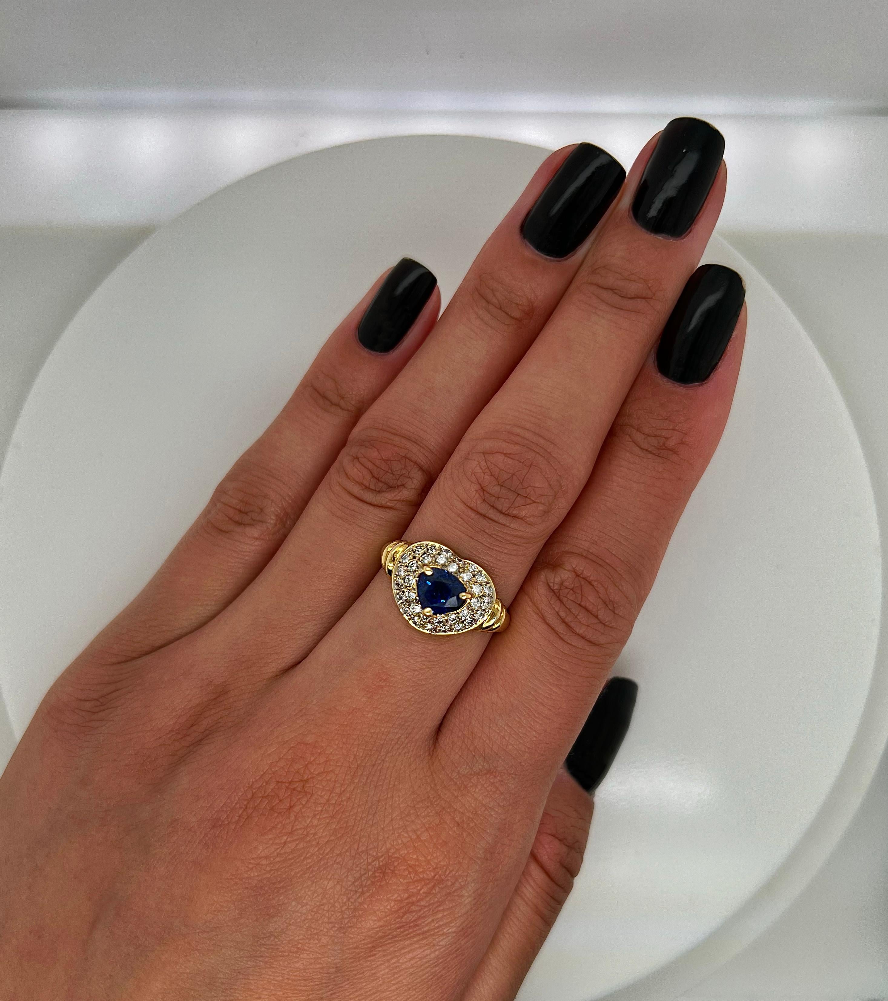 Heart Cut 2.10 Total Carat Sapphire Diamond Ladies Ring For Sale