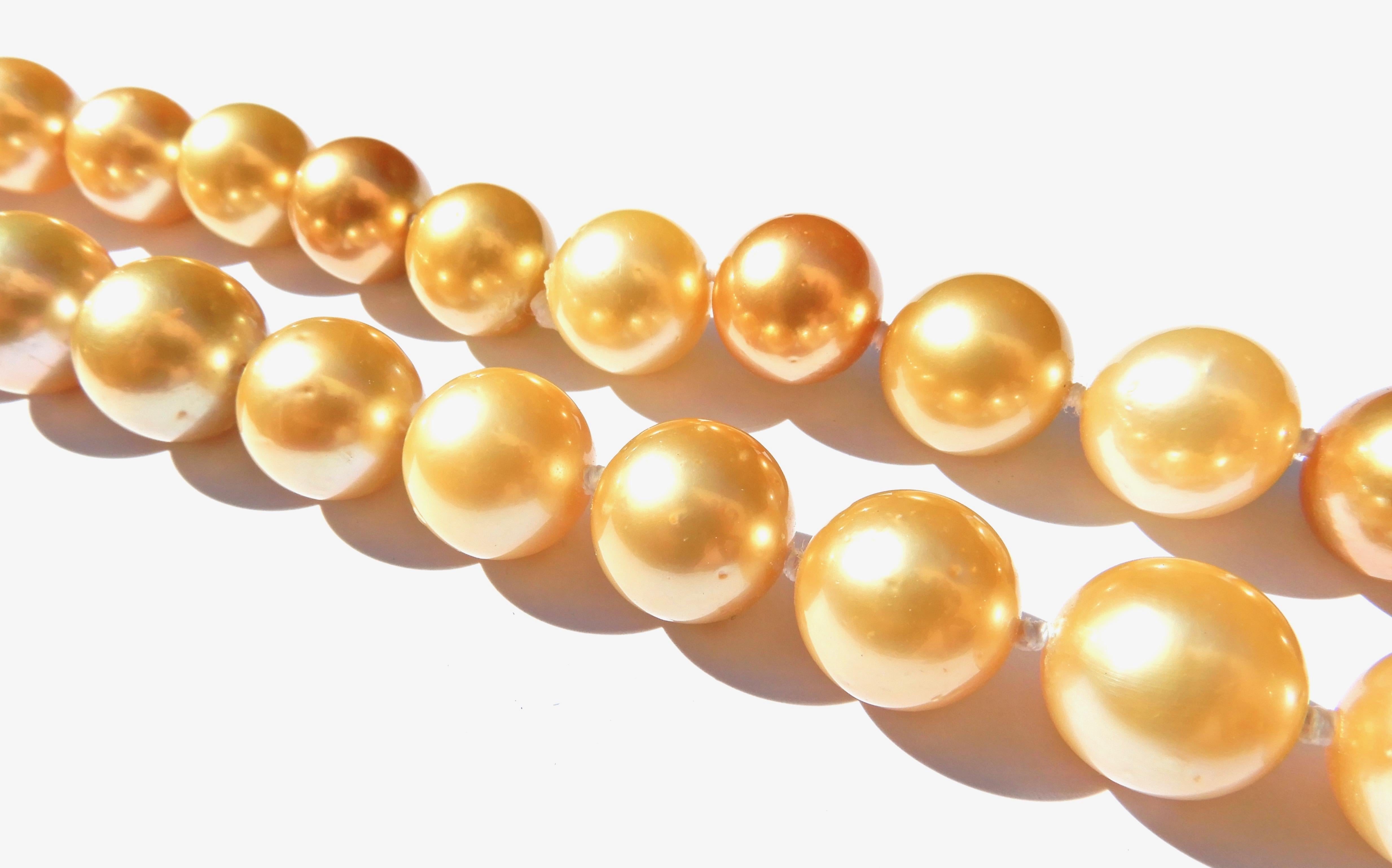 130 CM Golden South Sea Pearl Rope Necklace In New Condition In Brisbane, QLD