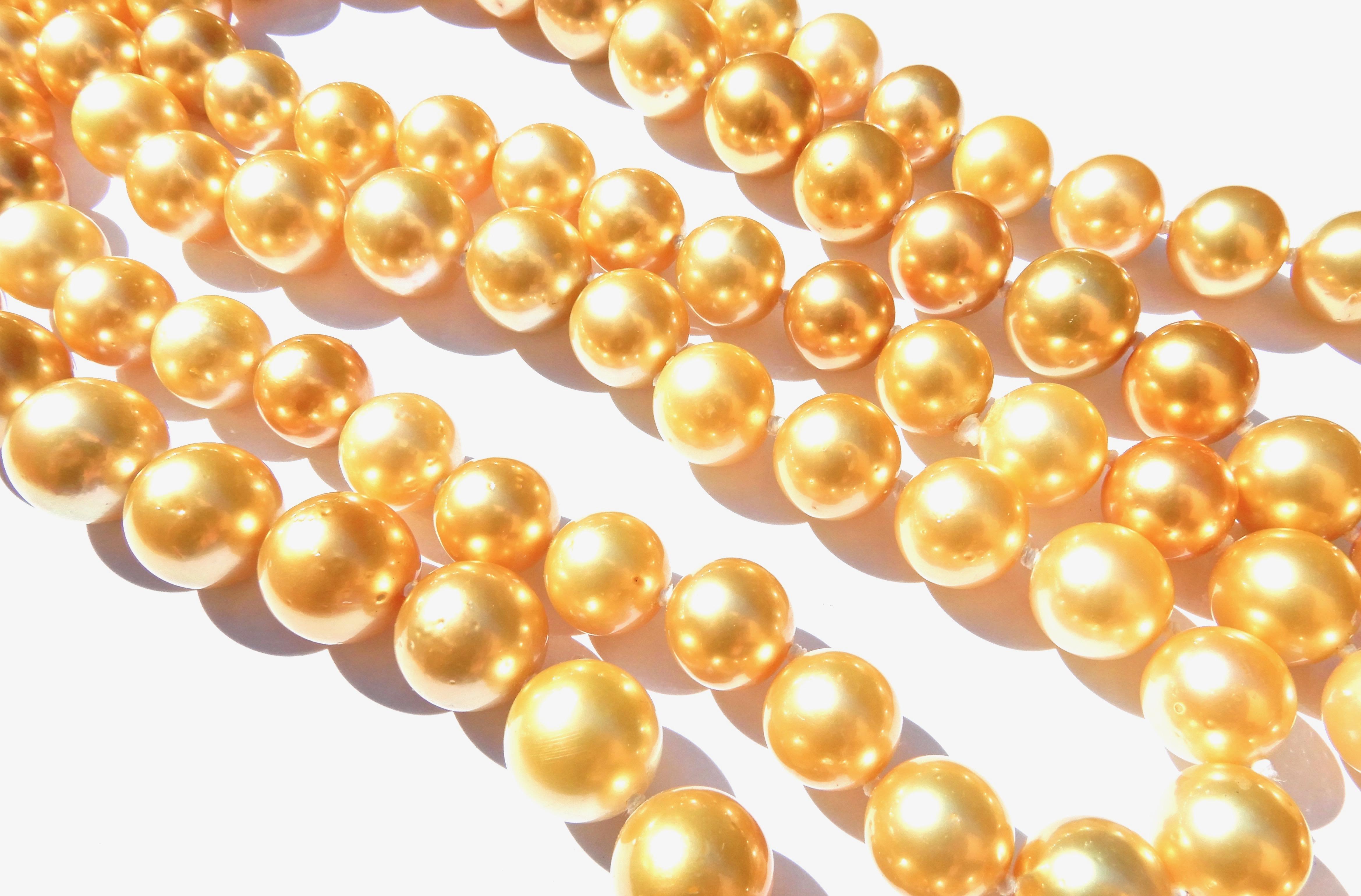 Women's 130 CM Golden South Sea Pearl Rope Necklace