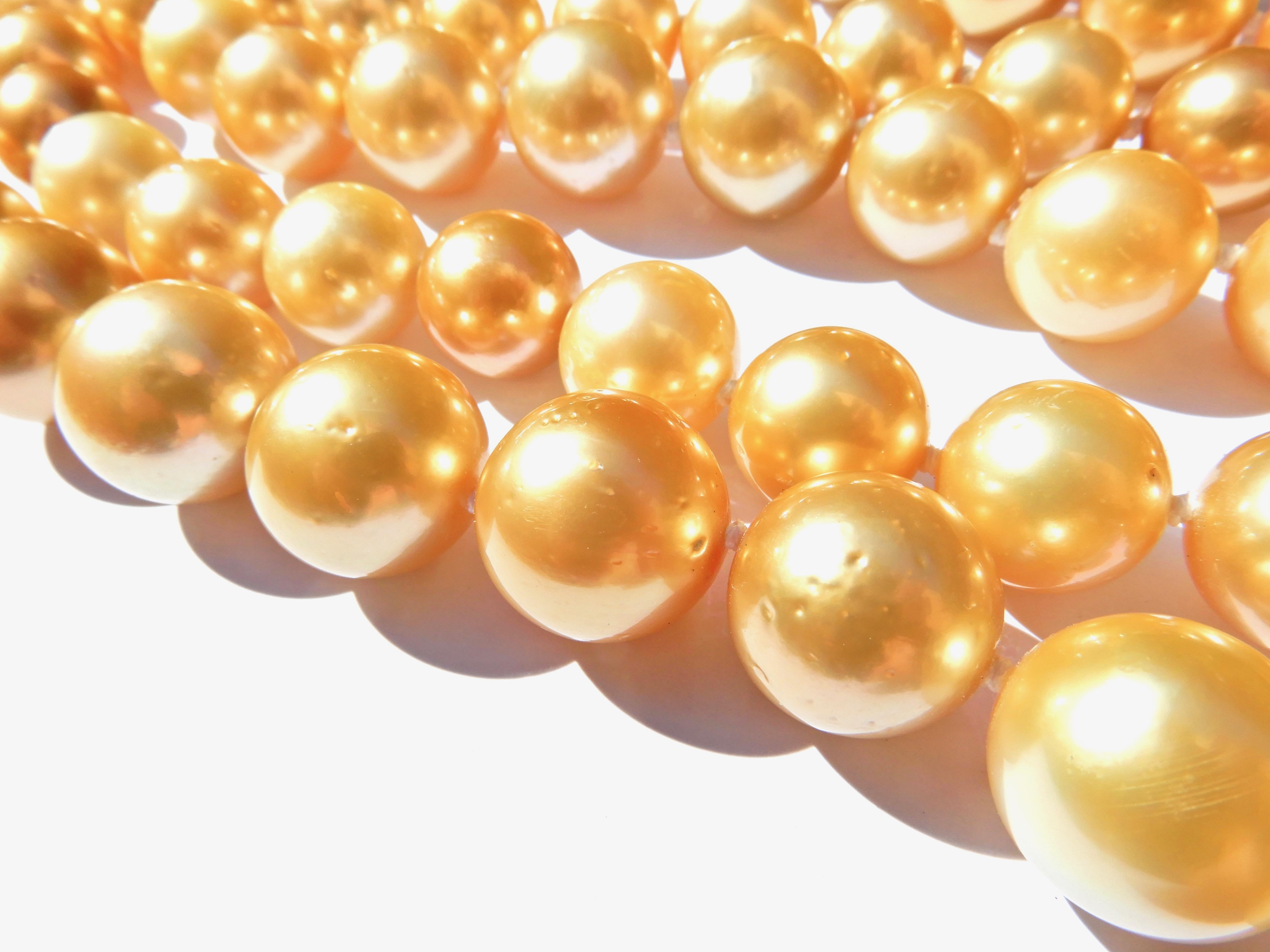 130 CM Golden South Sea Pearl Rope Necklace 1
