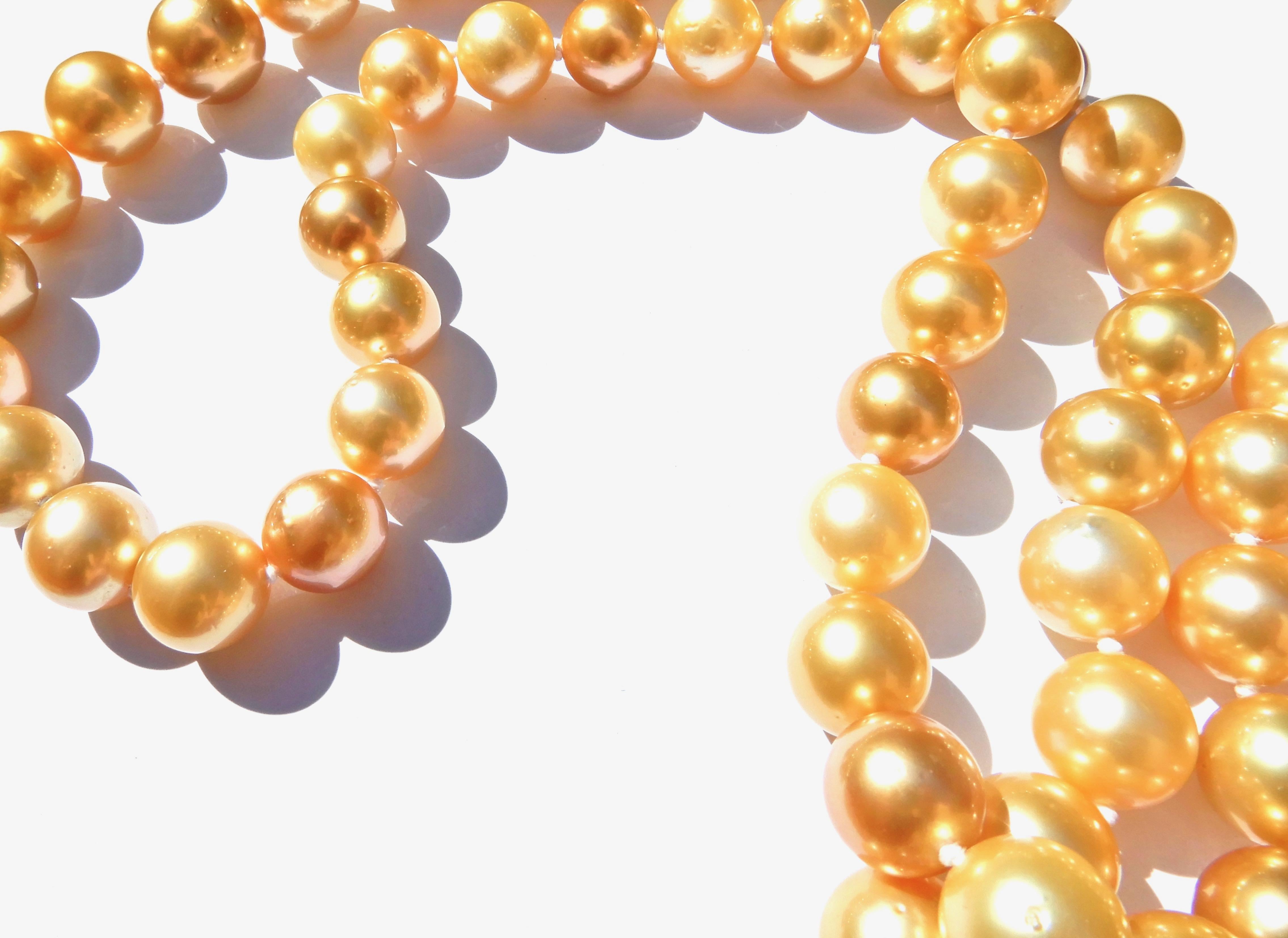 130 CM Golden South Sea Pearl Rope Necklace 2