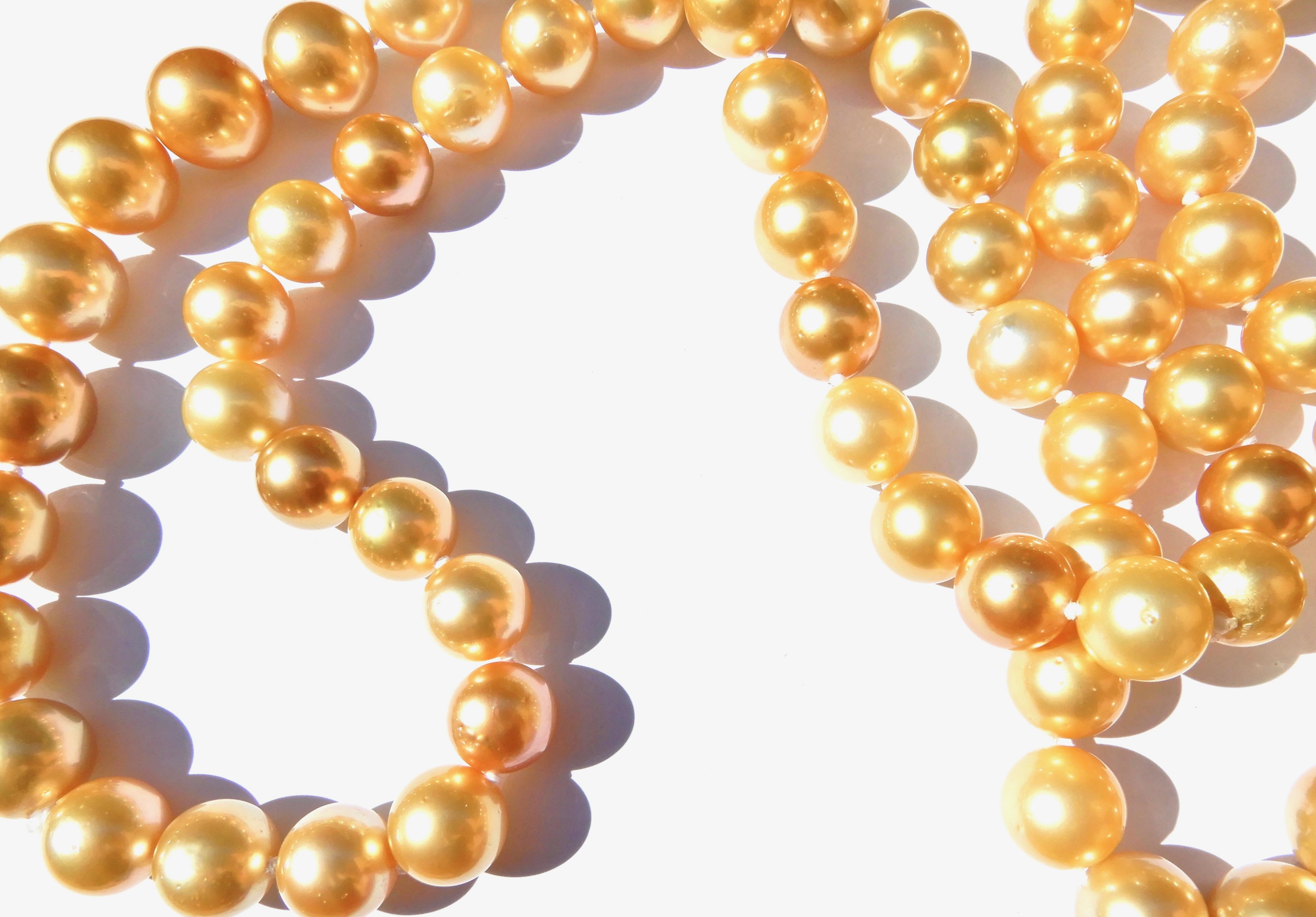 130 CM Golden South Sea Pearl Rope Necklace 3