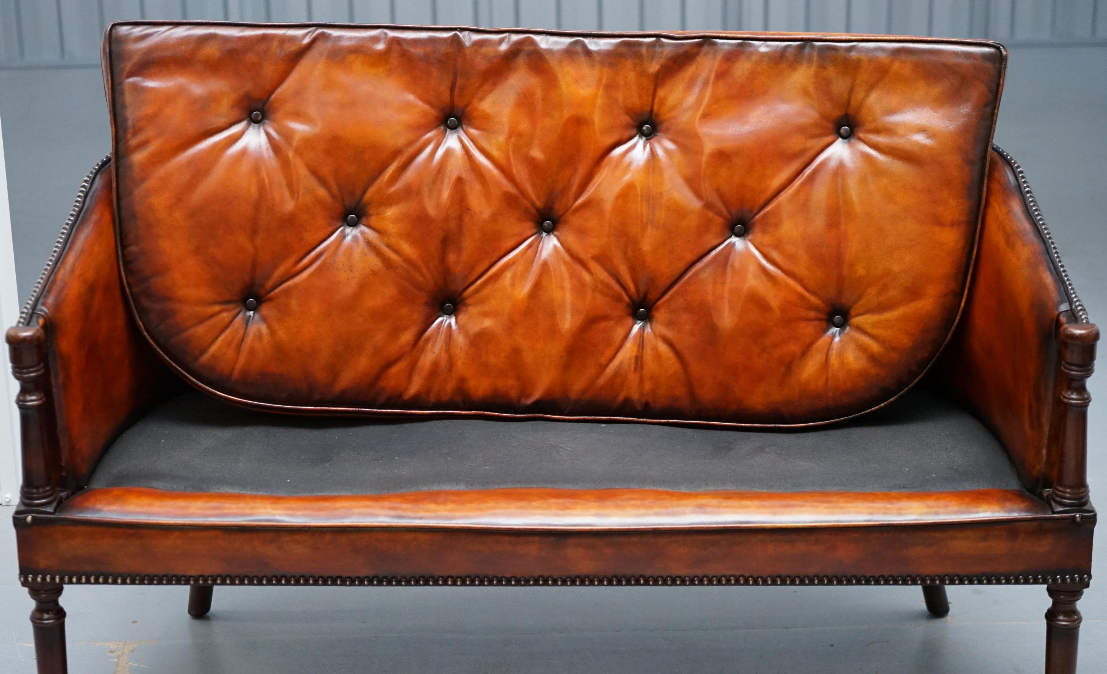 Restored Hand Dyed Whisky Brown Leather Regency Chesterfield Sofa 12