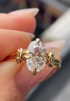 1.30ct Antique Cushion Cut Diamond Solitaire Engagement Ring in 18ct Yellow Gold