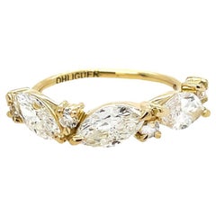 1.30ct Diamond ring with Marquis and round diamond ring in 18k gold