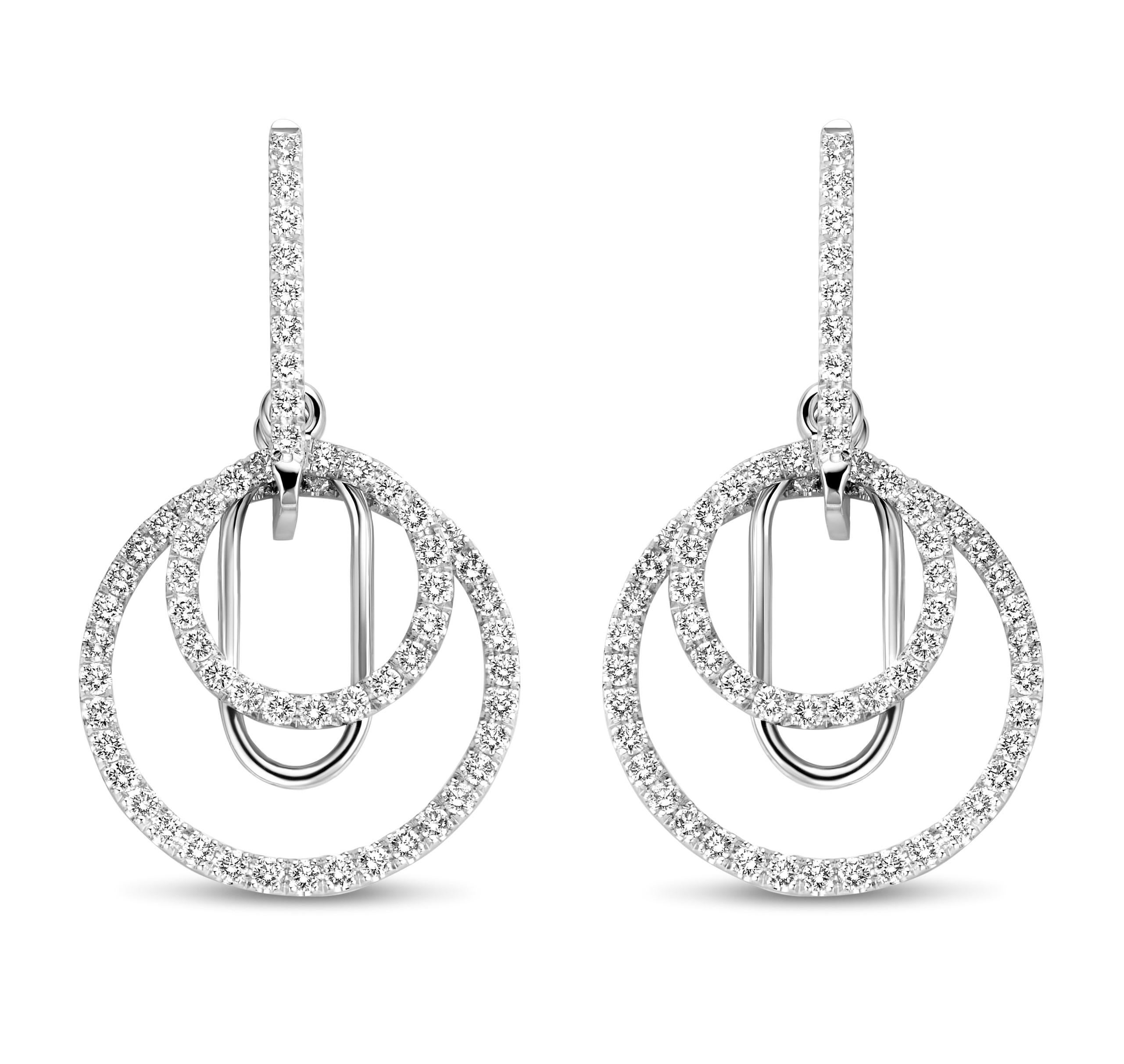 1, 30Ct Diamond VS-F Quality 18K White Gold Contemporary Dangle Earrings In New Condition For Sale In GENT, BE