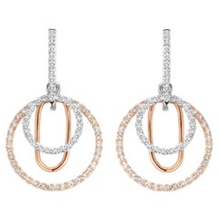 1,30Ct Diamonds VS-F Quality 18K White & Rose Gold Contemporary Dangle Earrings