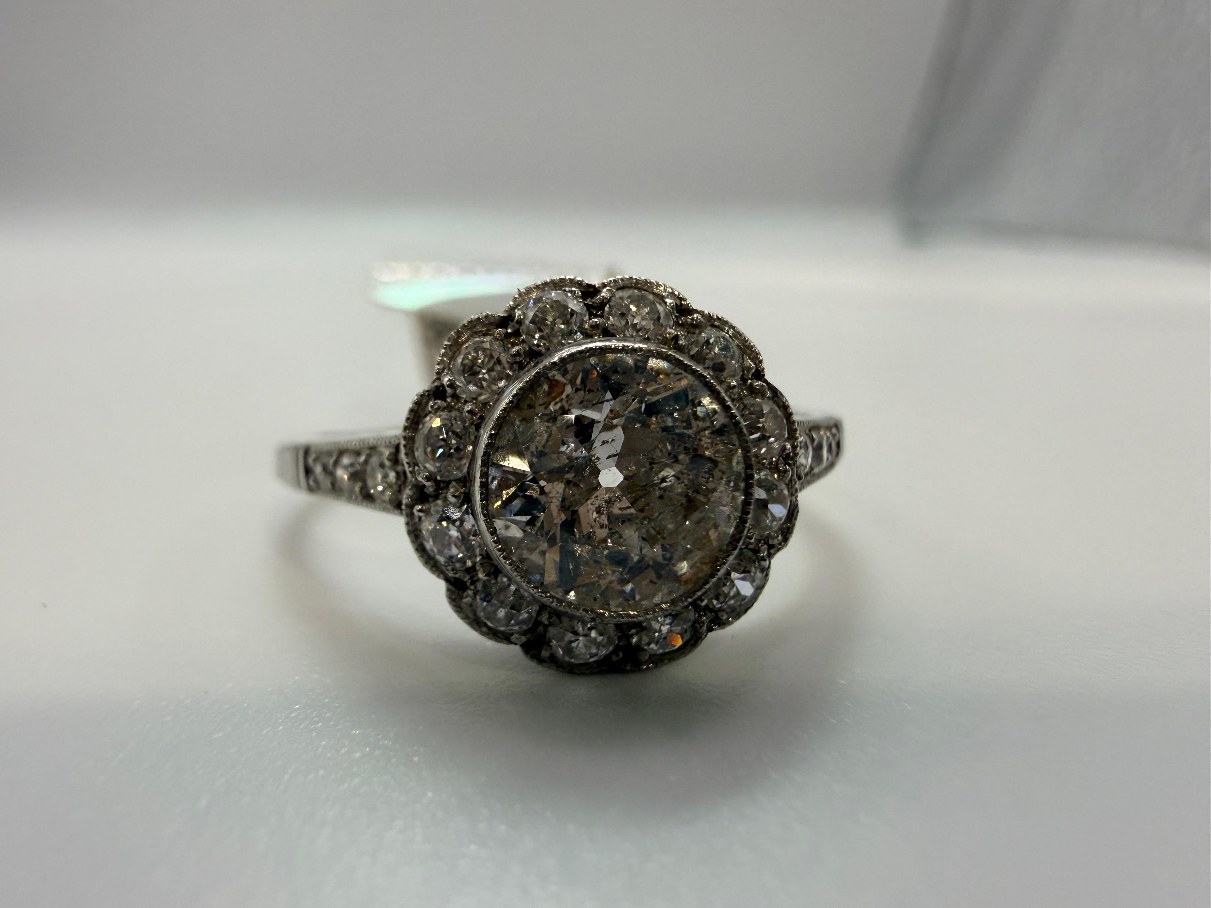 Femenino o masculino Anillo de compromiso de 1,30 ct Vintage PLATINO en venta