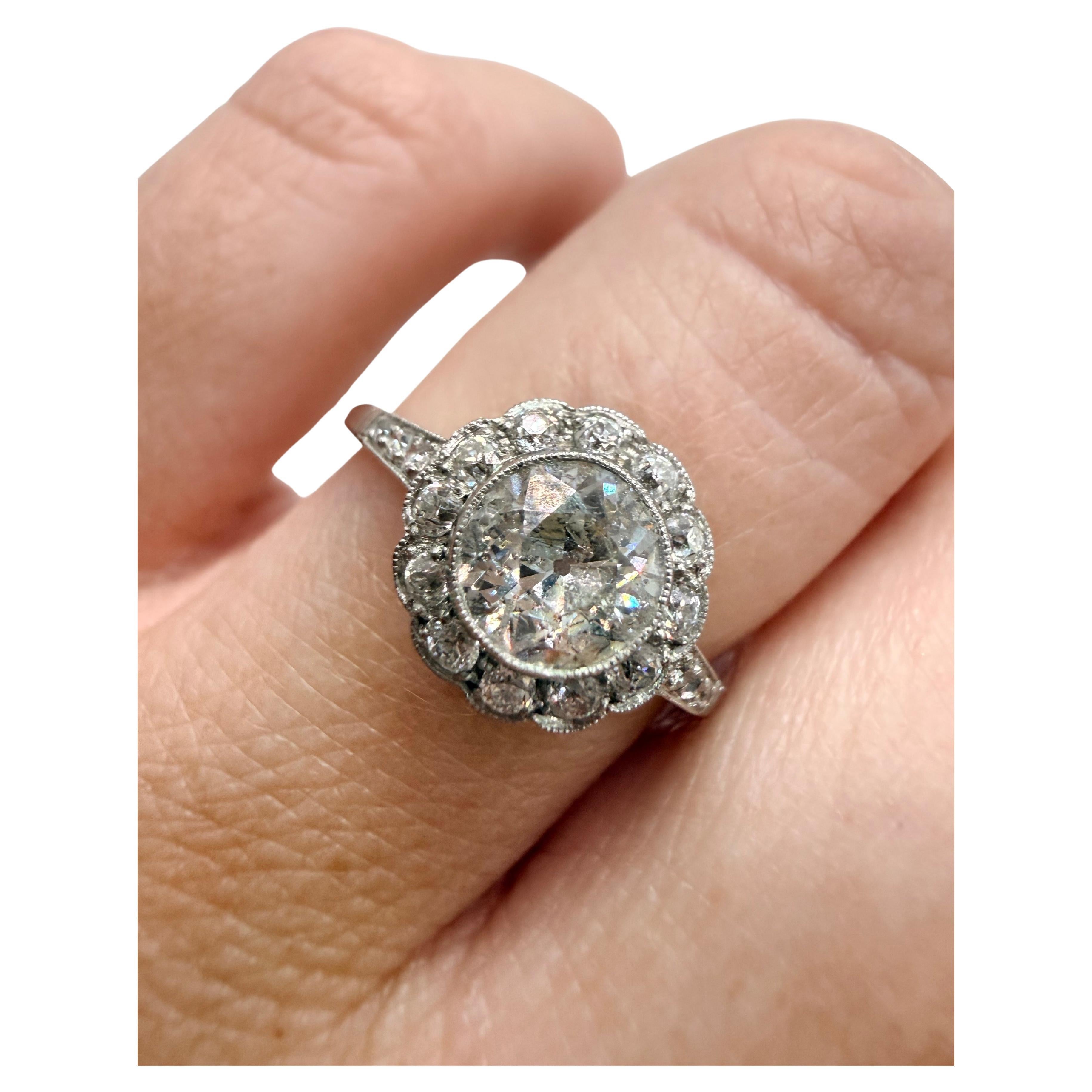 Anello di fidanzamento 1,30ct Vintage PLATINO