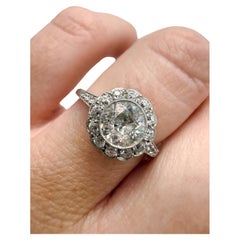 1.30ct bague de fiançailles Vintage PLATINUM