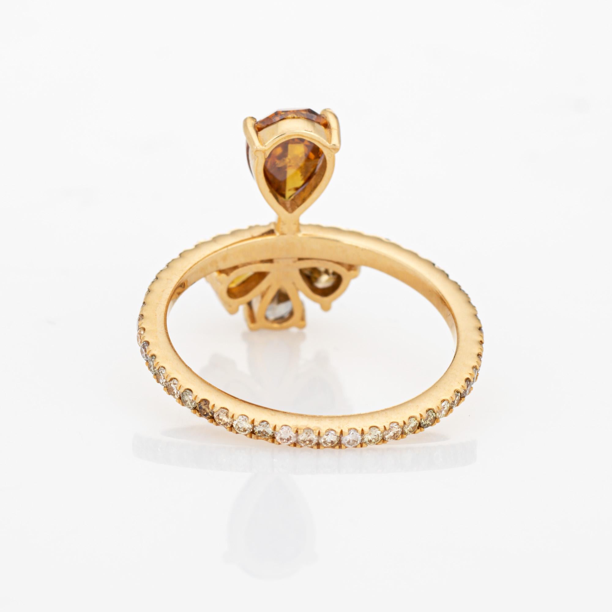 Women's 1.30ct Fancy Colored Diamond Ring Estate 18k Gold 6.75 Pear Cut Orange Grey For Sale