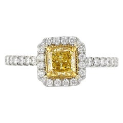 1.30ct Fancy Intense Yellow Radiant Cut Diamond Engagement Ring