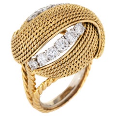 1.30ct French Diamond Bombe Ring 18k Yellow Gold Vintage Fine Jewelry