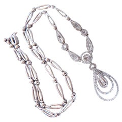 1.30ct Natural Baguette Diamonds Iconic Pear Loop Necklace 14kt Mother of Bride*