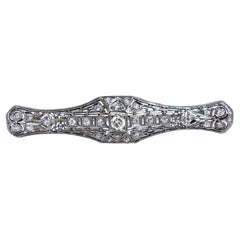 1.30ct Natural Diamonds Platinum Pin Edwardian Deco Vintage*