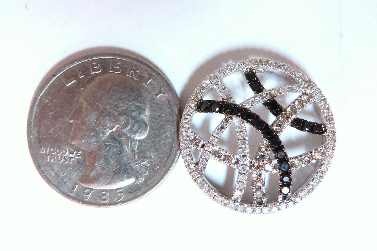 1.30ct Diamants ronds naturels noirs Pendentif cercle 14kt Neuf - En vente à New York, NY