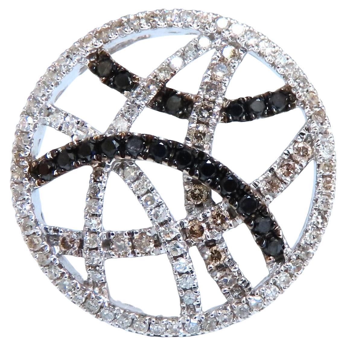 1.30ct Natural Round Black Diamonds Circle Pendant 14kt