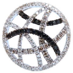 1,30 Karat natürliche runde schwarze Diamanten Kreis Anhänger 14kt