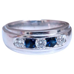 1.30ct Natural Sapphire Diamonds Mens Ring Platinum