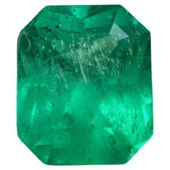 1.30ct Neon Yellowish Green Colombian Emerald 7x6mm Emerald Cut Genuine May