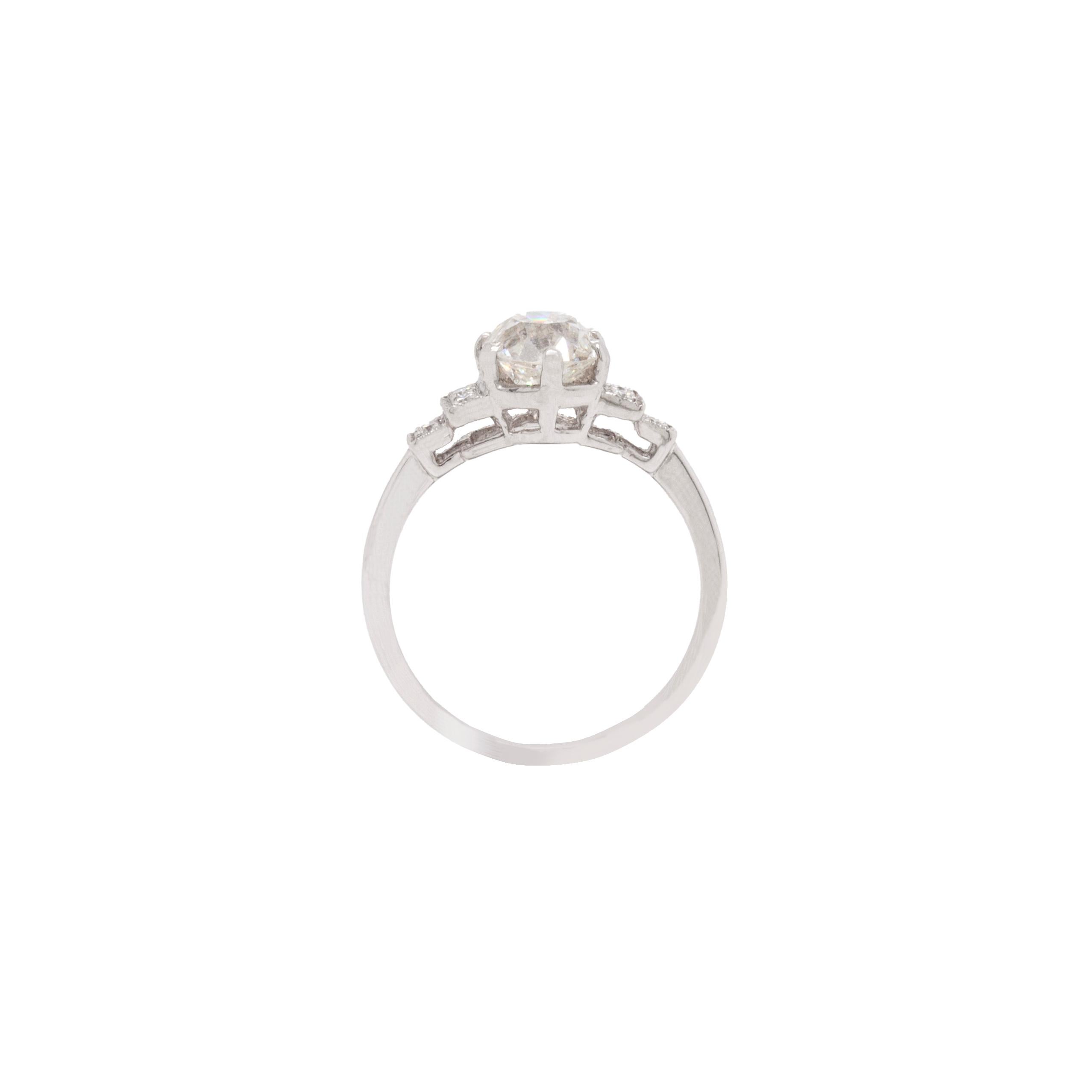 1,30 Karat Diamant im Altminenschliff und Platin Verlobungsring (Art déco) im Angebot