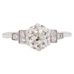 1.30ct Old Mine Cut Diamond and Platinum Engagement Ring