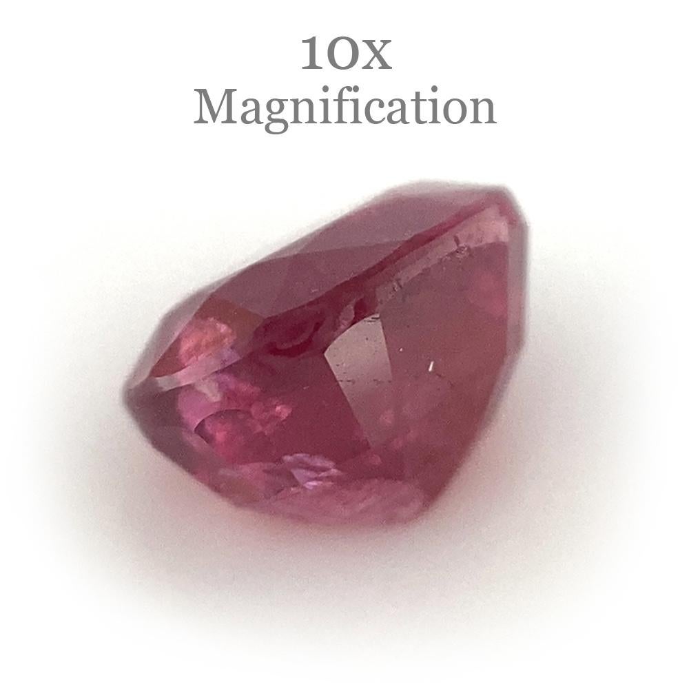 Description:

Gem Type: Ruby
Number of Stones: 1
Weight: 1.3 cts
Measurements: 6.30x5.20x4.10 mm
Shape: Oval
Cutting Style Crown: Modified Brilliant Cut
Cutting Style Pavilion: Step Cut
Transparency: Transparent
Clarity: Heavily Included: Inclusions
