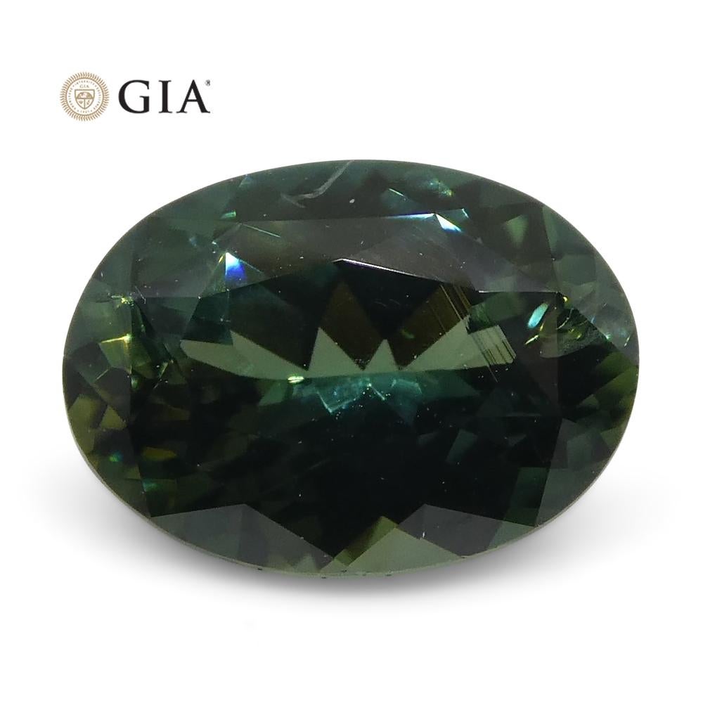 1.30 Carat Oval Teal Green Sapphire GIA Certified Australian For Sale 5