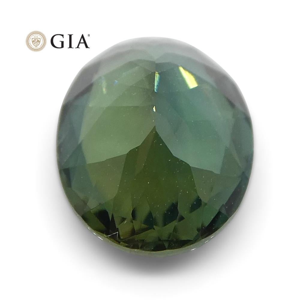 1.30 Carat Oval Teal Green Sapphire GIA Certified Australian For Sale 6