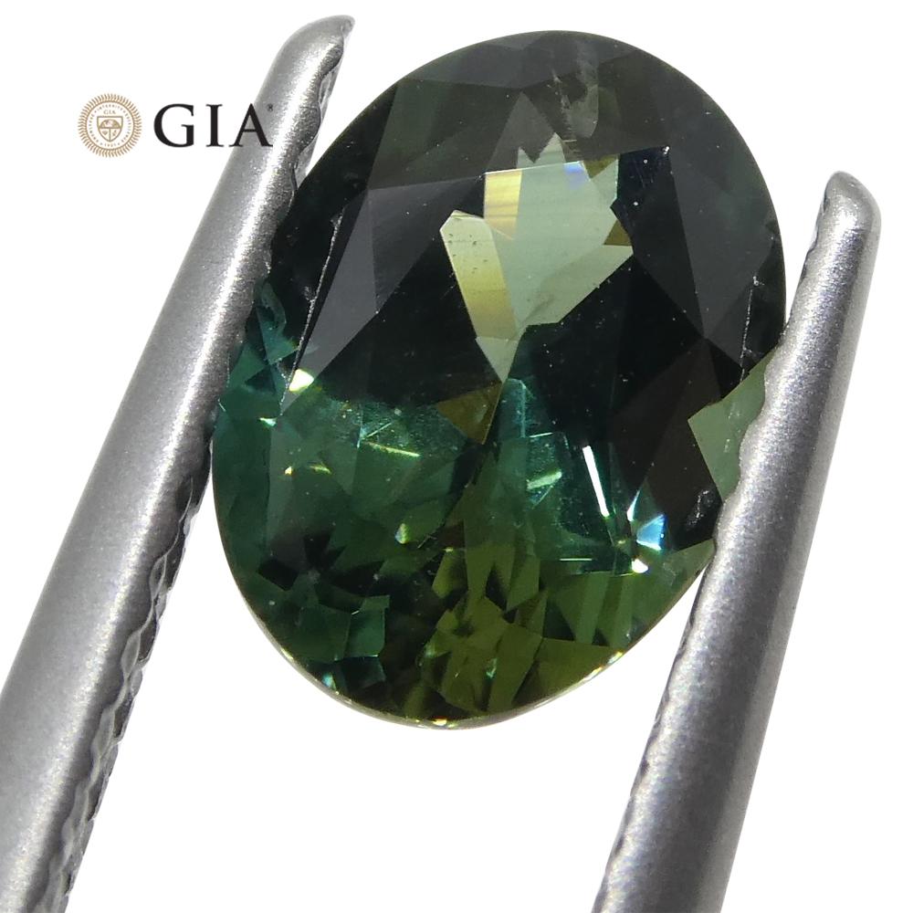 1.30 Carat Oval Teal Green Sapphire GIA Certified Australian In New Condition For Sale In Toronto, Ontario