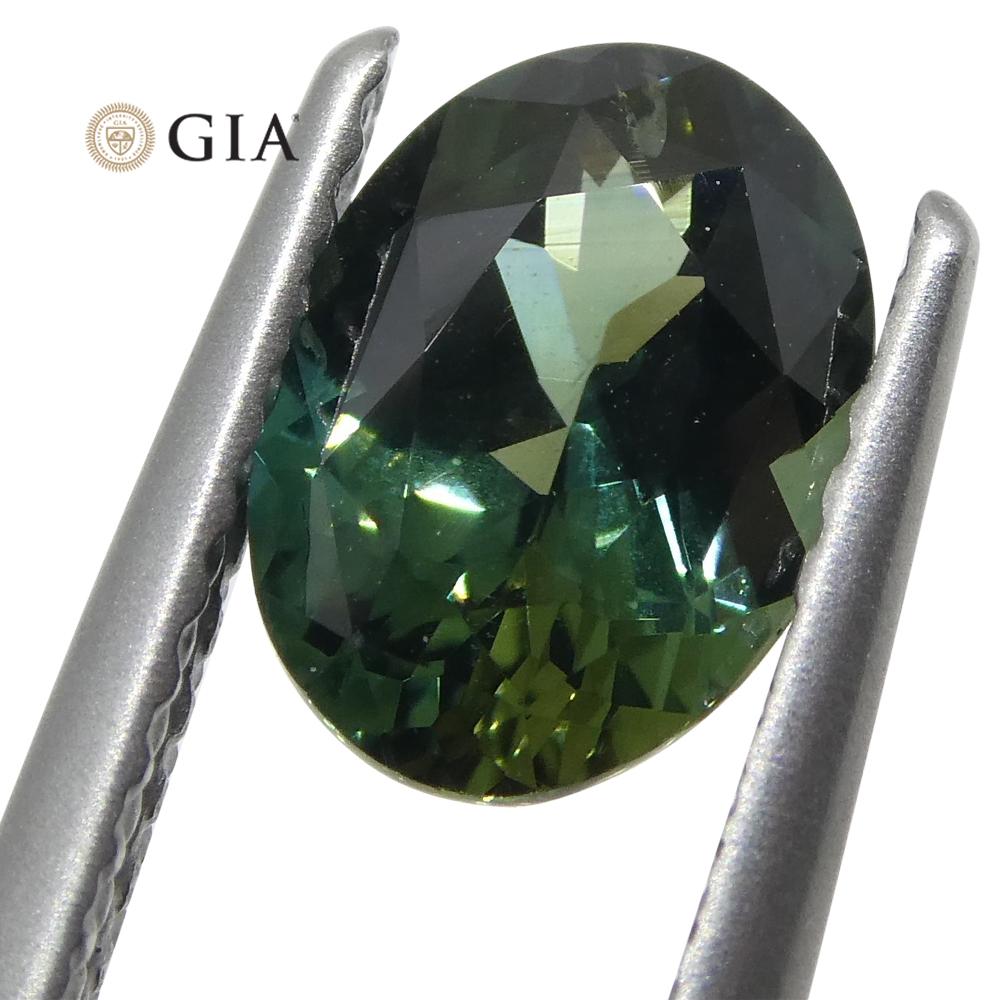 1.30ct Oval Teal Green Sapphire GIA Certified Australian For Sale 1