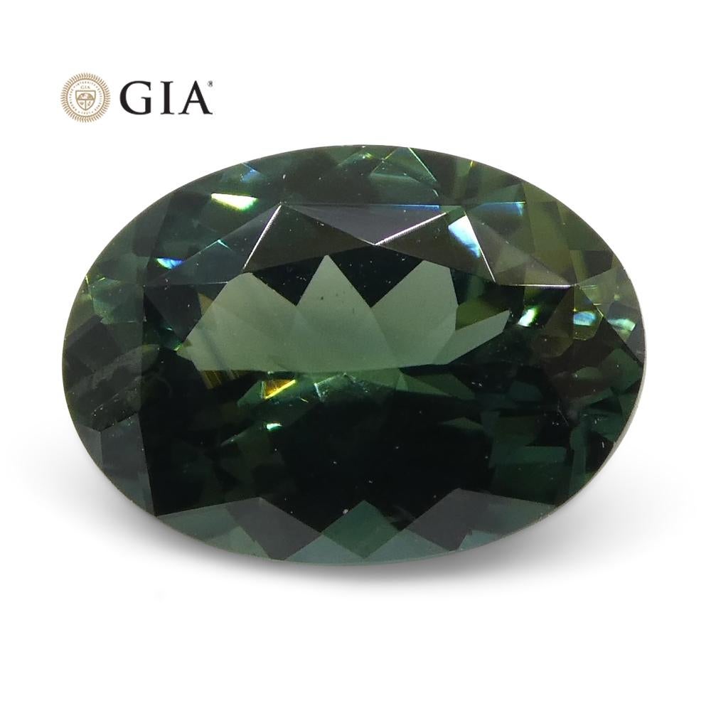 1.30 Carat Oval Teal Green Sapphire GIA Certified Australian For Sale 2