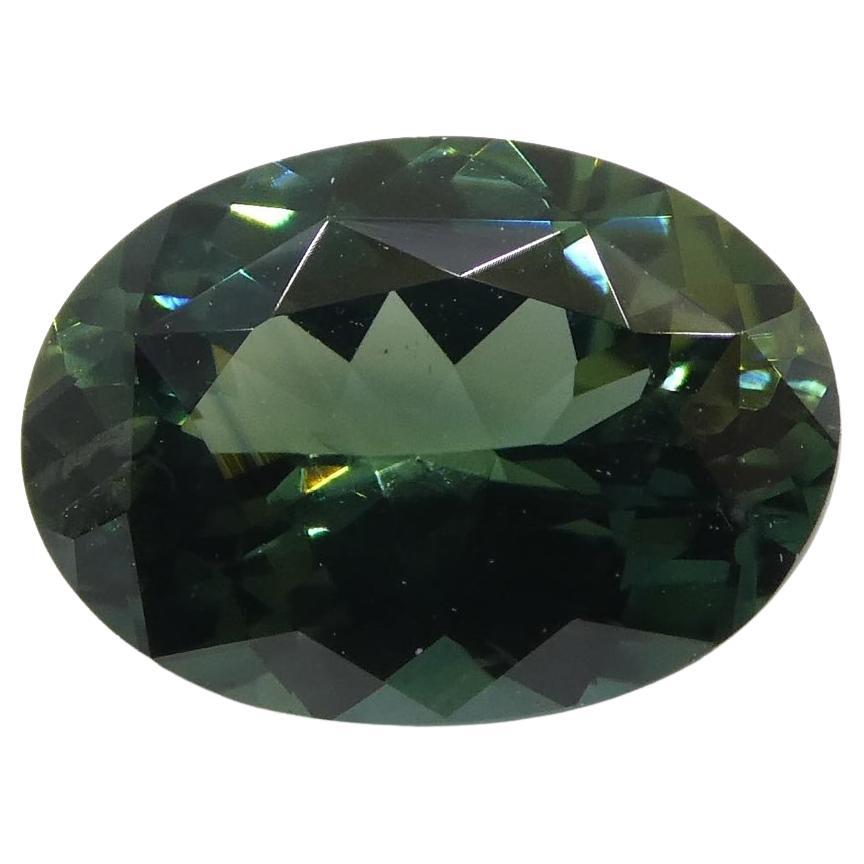1.30 Carat Oval Teal Green Sapphire GIA Certified Australian For Sale