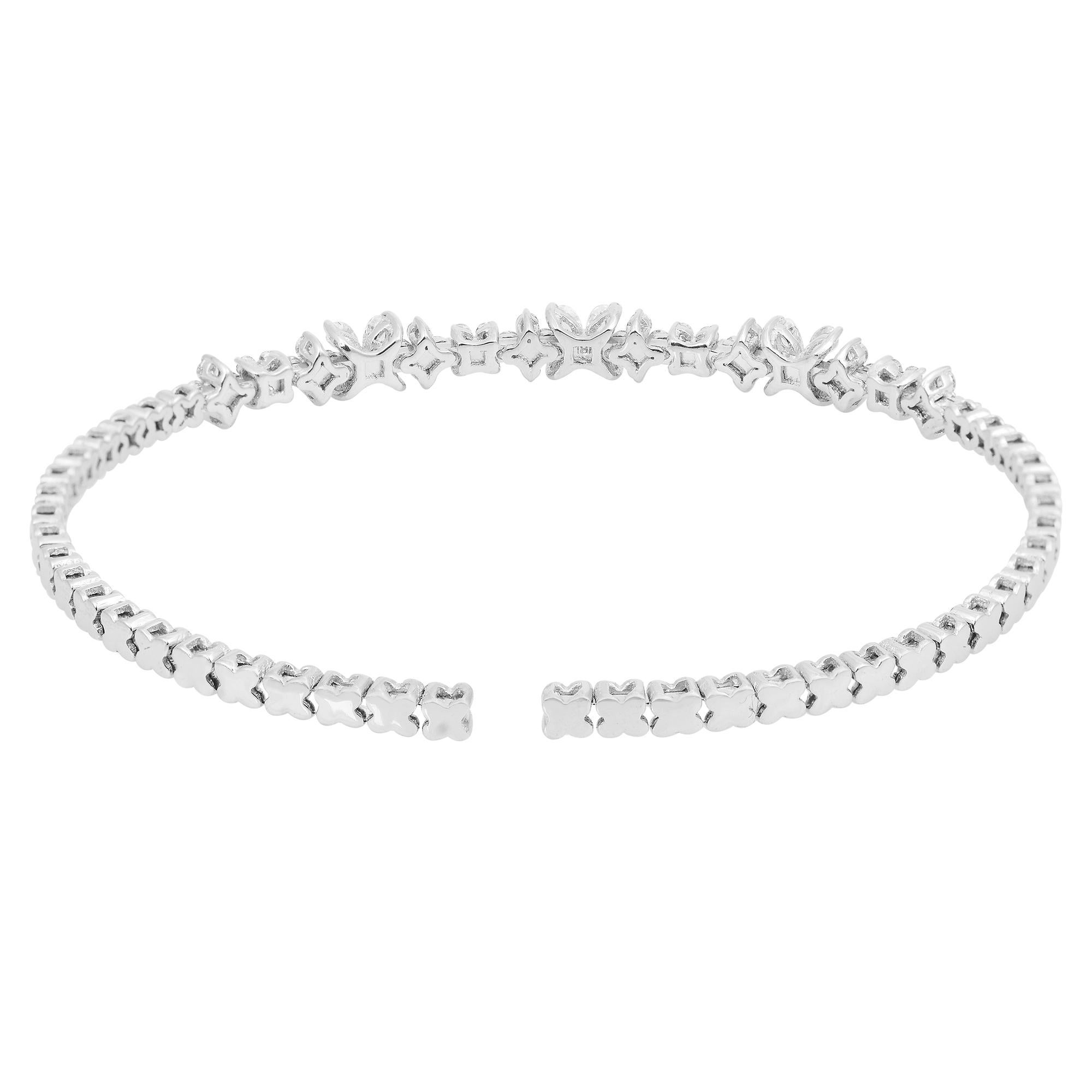 Crafted with precision and attention to detail, this bracelet exemplifies the highest standards of craftsmanship and quality. The lustrous 18 karat white gold provides the perfect backdrop for the dazzling diamonds, creating a timeless piece that