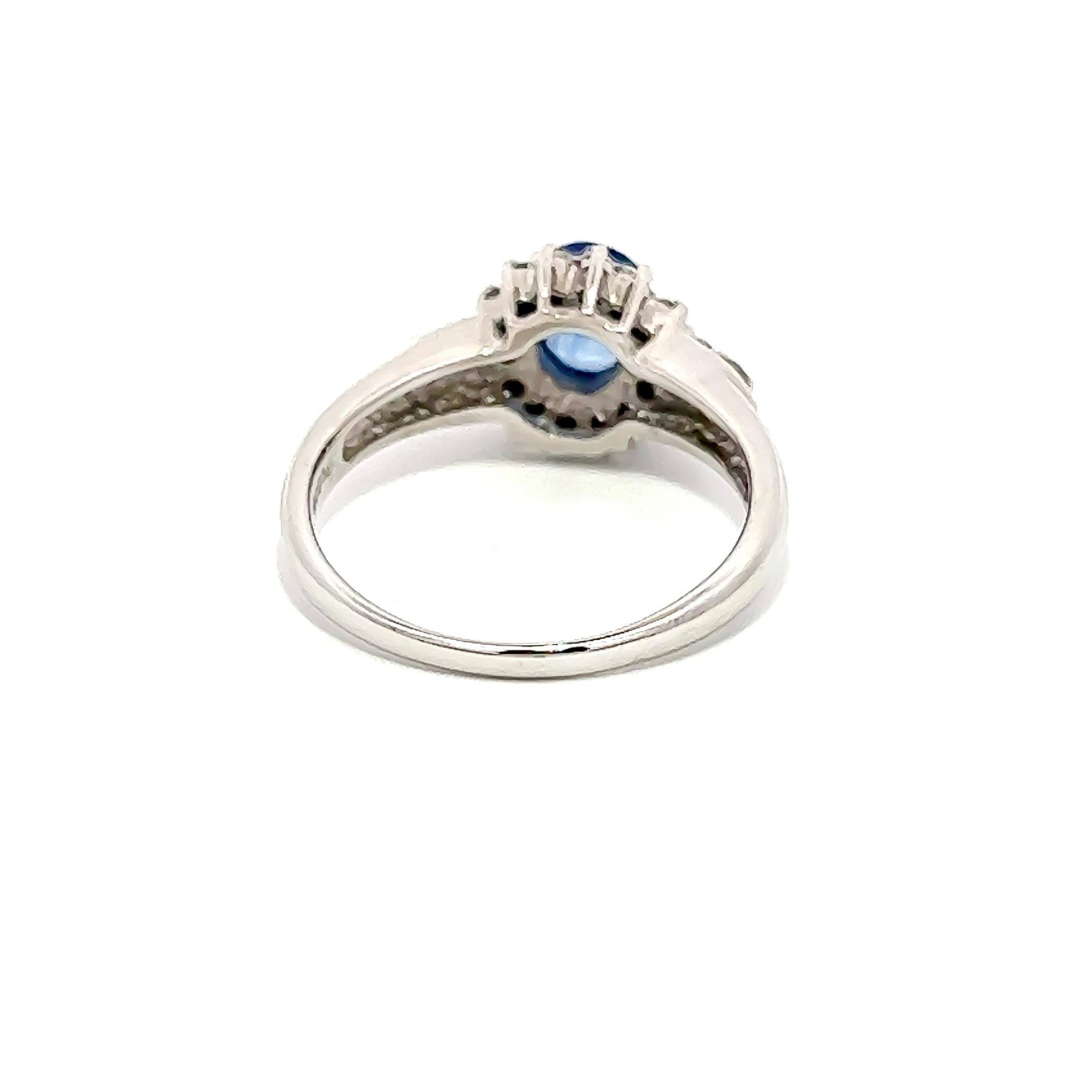 Aesthetic Movement 1.30CT Total Weight Blue Sapphire & Diamonds set in PLAT  For Sale